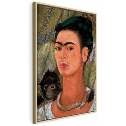  Slika - Frida Kahlo &ndash; Self-Portrait with Monkey 40x60 U prirodnom drvenom okviru Cijene