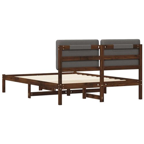  Krevetni okvir s tapiciranim uzglavljem - Tamnosmeđa i svjetlosiva 120 x 200 cm Slike