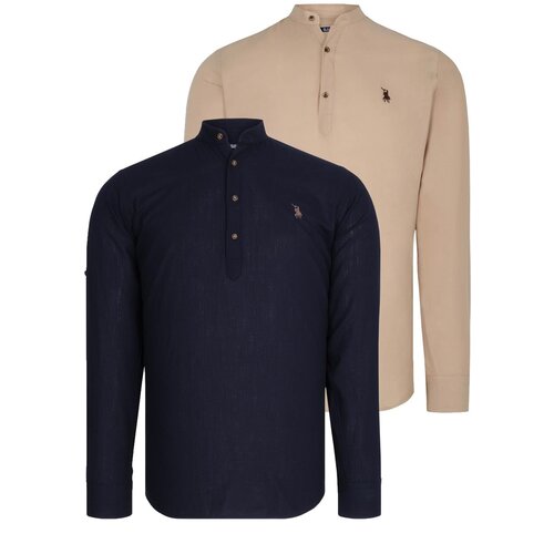 Dewberry DOUBLE SET G783 JUDGE COLLAR SHIRT-NAVY-BEIGE Slike