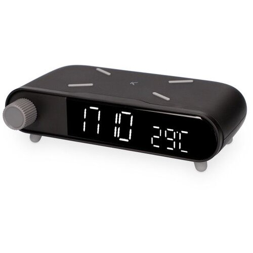 Ksix Retro alarm/budilica, bežični punjač, mjerač temperature, crni Slike