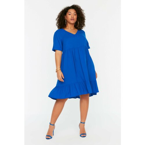 Trendyol Curve Plus Size Dress - Navy blue - Shift Slike