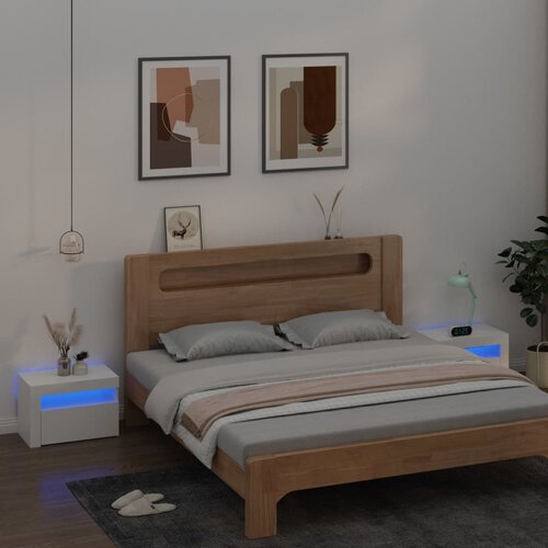 VidaXL noćni ormarići 2 kom s LED svjetlima bijeli 60 x 35 x 40 cm Slike