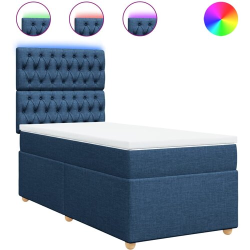 VidaXL Box spring postelja z vzmetnico modra 90x190 cm blago, (21291030) Slike