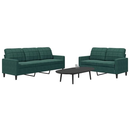VidaXL 2-dijelni set sofa s jastucima tamnozeleni bar&amp;scaron;unasti Slike