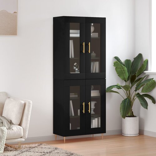 VidaXL Visoka komoda črna 69,5x34x180 cm inženirski les Slike
