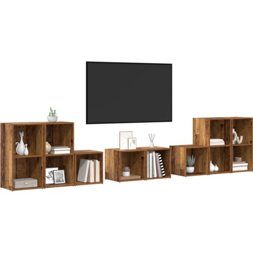  Set TV stalka s policom s pohranom 8 pcs Konstruirano drvo Slike