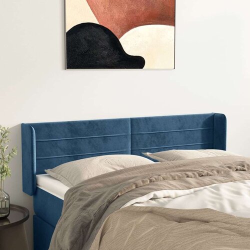  Uzglavlje s u&amp;scaron;ima tamnoplavo 147x16x78/88 cm bar&amp;scaron;unasto Slike