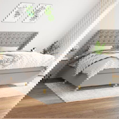 The Living Store Box spring postelja z vzmetnico svetlo siva 160x200 cm žamet - Box Spring Postelja, (21490384) Slike