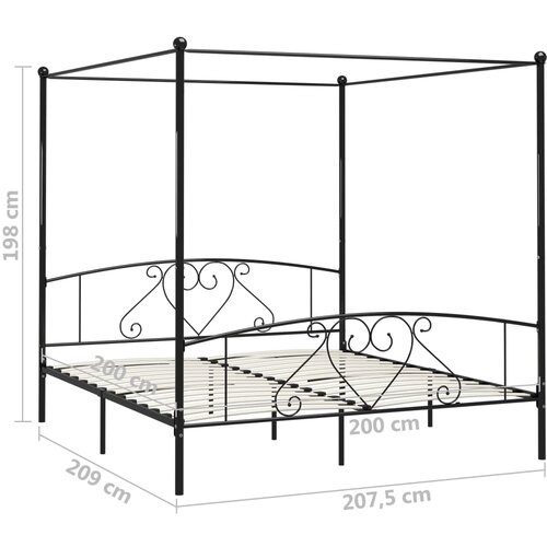  Okvir za krevet s nadstre&amp;scaron;nicom crni metalni 200 x 200 cm Slike