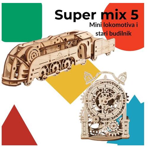 UGEARS 3D puzzle Super mix 5 - Lokomotiva i budilnik Cene