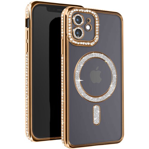 AVIZAR diamond case za iphone 12 zaščita magsafe contour strass, zlata, (5000014334) Cene