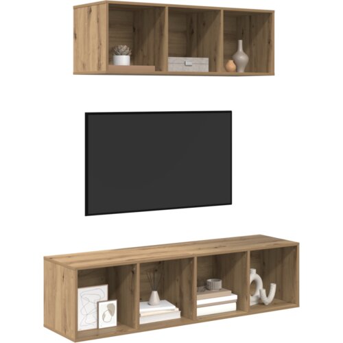  Set TV stalka s policom Zidne s pohranom 2 pcs hrast artisan 37 x 37 x 142.5 cm Slike