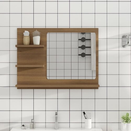 vidaXL Kupaonsko ogledalo boja smeđeg hrasta 60 x 10,5 x 45 cm drveno Cijene