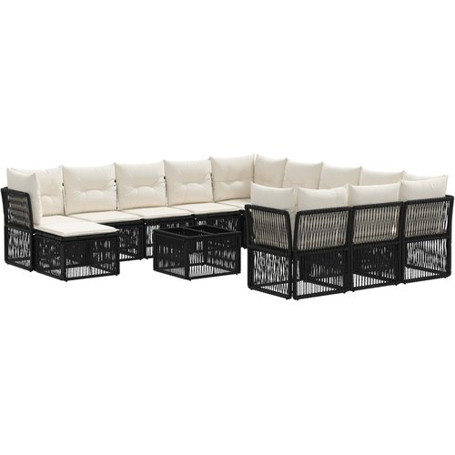 vidaXL Vrtna sedežna garnitura 13 pcs Črna poli ratan, (5000269463) Cene