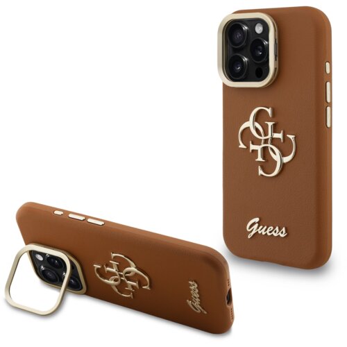 Guess Cam Stand GUHCP15LPCS4GSW ovitek za iPhone 15 Pro s stojalom - rjav Slike