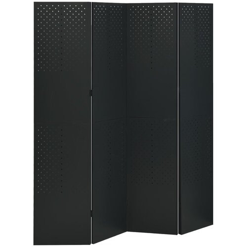 Sobna pregrada s 4 panela crna 160 x 180 cm čelična Cene