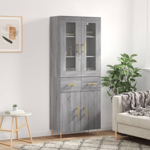 The Living Store Visoka komoda siva sonoma 69,5x34x180 cm inženirski les - Visoka Omara, (21430724) Slike