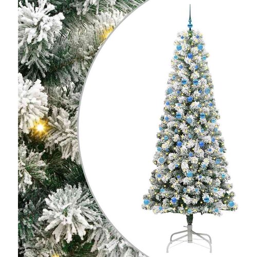 VidaXL Umjetno božićno drvce s nogom Zelena i bijela 240 cm PVC Slike