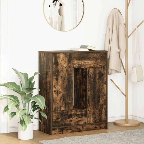  Komoda s ladicama i vratima dimljeni hrast 73x31x90 cm Cijene