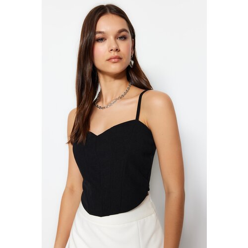Trendyol Crop Top - Black - With Slogan Slike