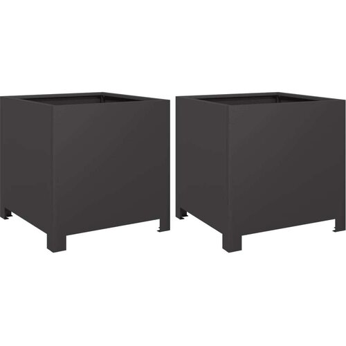 VidaXL Vrtne sadilice 2 kom crne 40x40x40 cm čelične Slike
