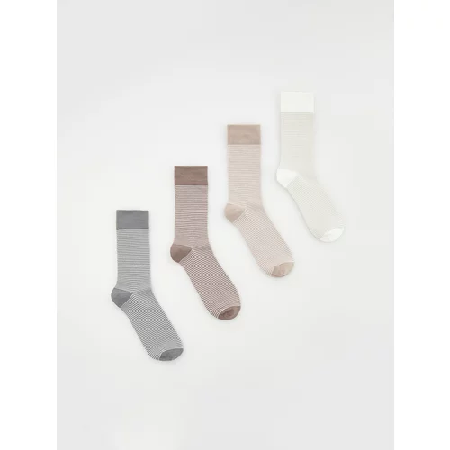 Reserved - Komplet od 4 para čarapa s uzorkom - krem
