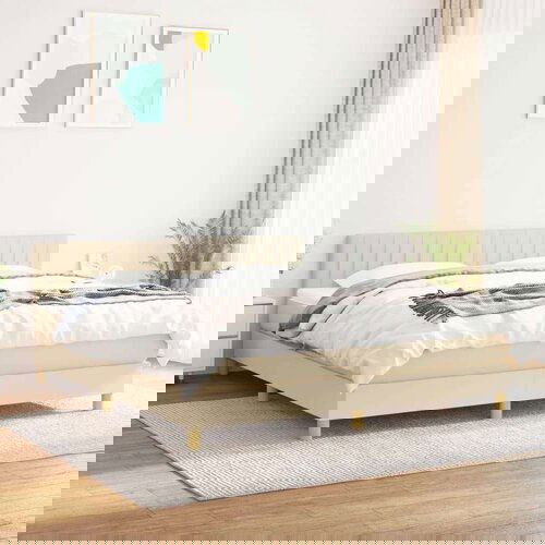  Krevet s oprugama i madracem krem 160x200 cm od tkanine Cijene