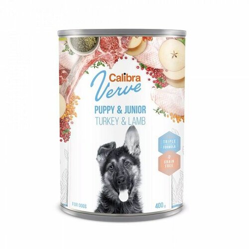 CALIBRA Dog Verve Konzerva GF Puppy & Junior Ćuretina & Jagnjetina, hrana za pse 400g Slike
