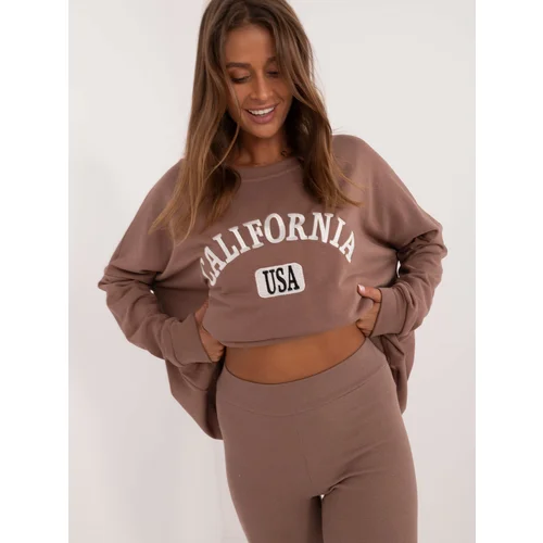 Fashion Hunters Brown tracksuit with leggings