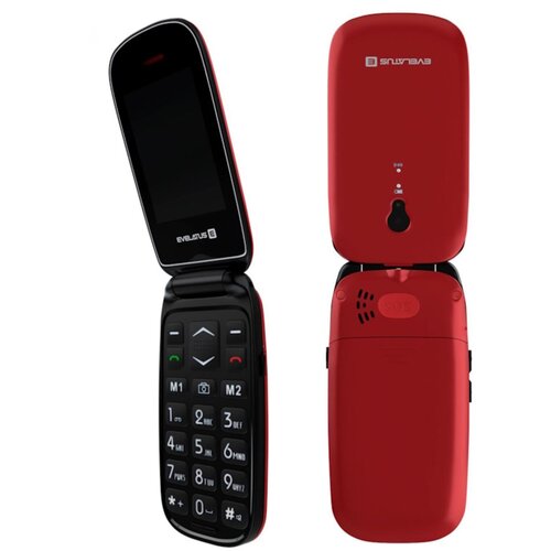 Evelatus Preklopni mobilni telefon Wave Button z dvojno kartico SIM in funkcijo LCD SOS Senior Call Maroon Red, (21207644) Cene