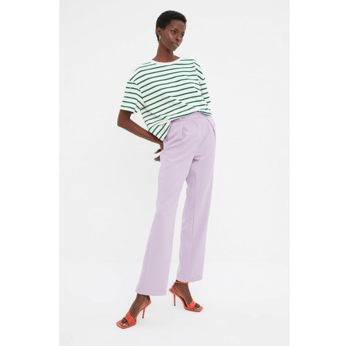 Trendyol Lilac Straight Cut Pleated Trousers Slike