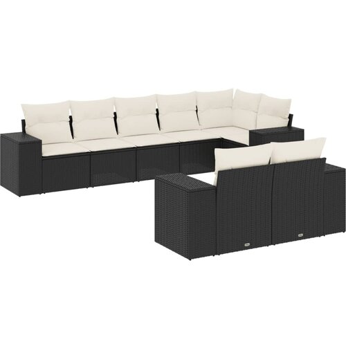  8-dijelni set vrtnih sofa od poliratana s jastucima crni Crna 83 x 62 x 69 cm Slike