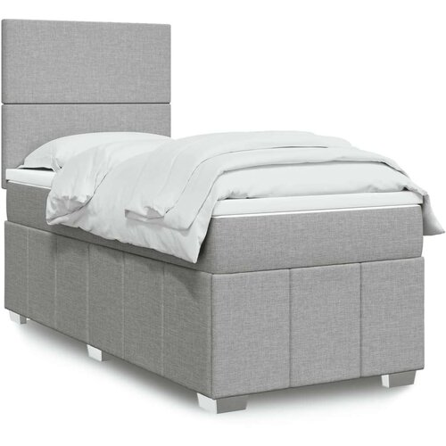 vidaXL Box spring postelja z vzmetnico svetlo siva 90x200 cm blago Cene