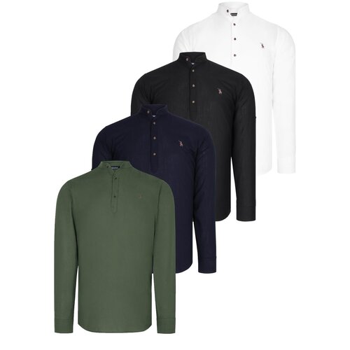 Dewberry SET OF FOUR G783 JUDGE COLLAR SHIRT-BLACK-WHITE-NAVY-KHAKI Cene