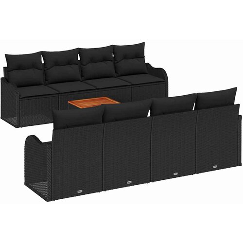 vidaXL Vrtna sedežna garnitura z blazino 9 pcs Črna poli ratan, (5000146182) Cene