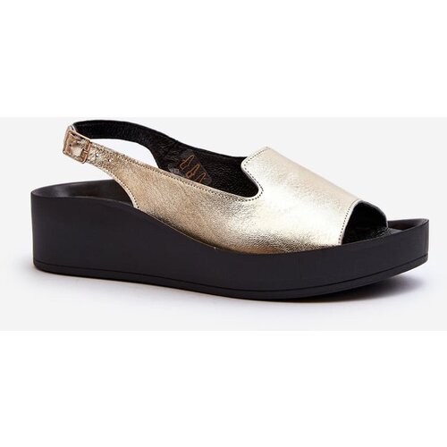 Zazoo 2893 Women&amp;#039;s Leather Sandals on Thick Sole Gold Slike