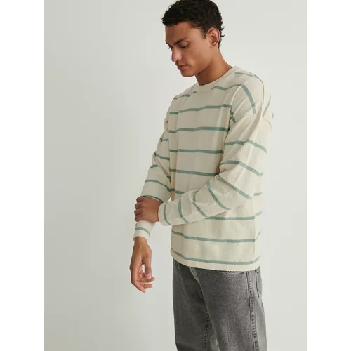 Reserved - Prugasti džemper - bljedozeleno