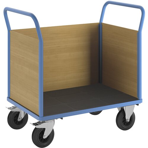 eurokraft pro ploski voziček z lesenimi stenami, s 3 visokimi stenami, dxš 1050 x 700 mm, kolesa iz polne gume Cene
