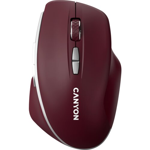 Canyon MW-21, 2.4 ghz wireless mouse ,with 7 buttons, dpi 800/1200/1600, battery: AAA*2pcs,Burgundy Red,72*117*41mm, 0.075kg Slike