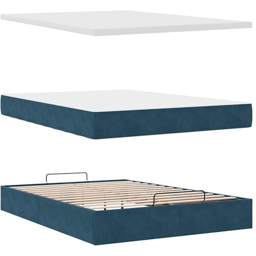  Ottoman krevet s madracem tamnoplavi 140x200 cm bar&amp;scaron;un Slike
