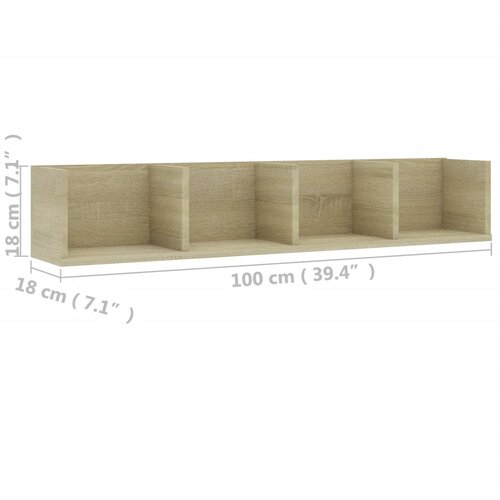  Zidna polica za CD-ove boja hrasta 100 x 18 x 18 cm drvena Slike