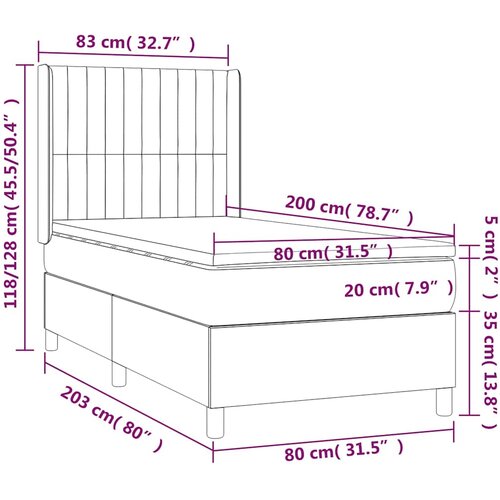  Okvir kreveta s oprugama i madrac tamnosivi 80x200cm od tkanine Slike