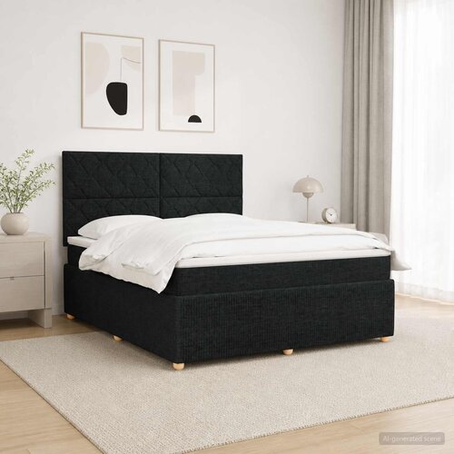  LED okvir za krevet s madracem Crna 140 x 190 cm Tkanina Slike