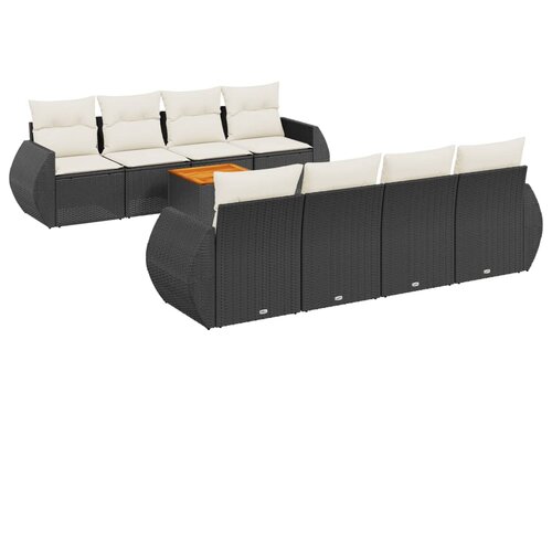  9-dijelni set vrtnih sofa s jastucima crni od poliratana Crna 70 x 62 x 69 cm Slike