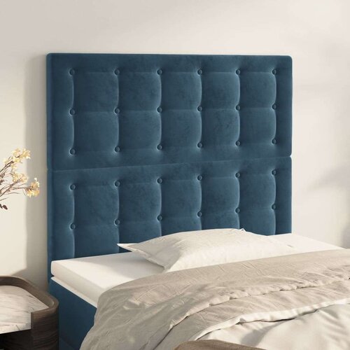  Posteljno vzglavje 2 kosa temno modro 100x5x78/88 cm žamet, (20792822) Slike