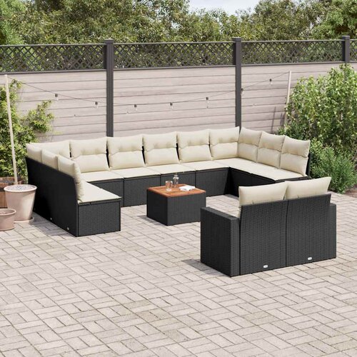  13-dijelni set vrtnih sofa s jastucima poliratan crni Cijene