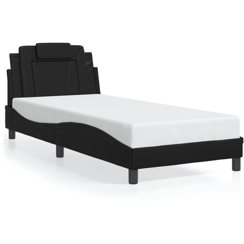 Maison Chic Posteljni okvir - Enojna postelja - Postelja za odrasle z vzglavjem črn 80x200 cm umetno usnje-J9412, (21771402) Slike