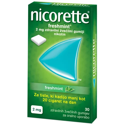  Nicorette Freshmint 2 mg, žvečilni gumi