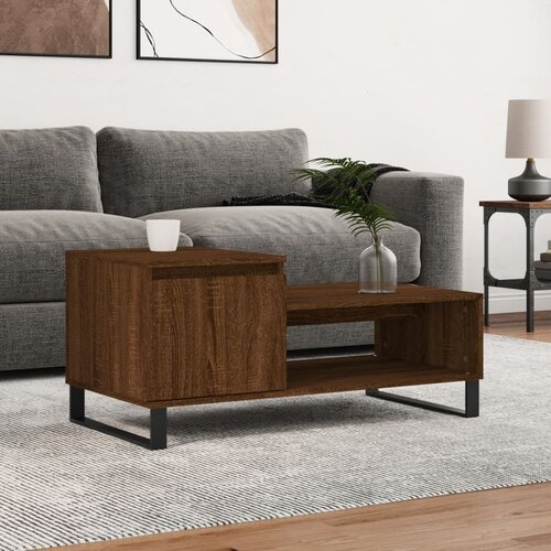 VidaXL Klubska mizica Rjav hrast 100x50x45 cm inženirski les Slike