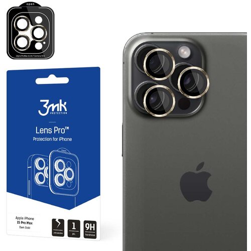 3mk ZA&amp;Scaron;ČITA ZA LEČE PRO TEMNO ZLATA ZA APPLE IPHONE 15 PRO MAX STEKLO, (21975122) Slike